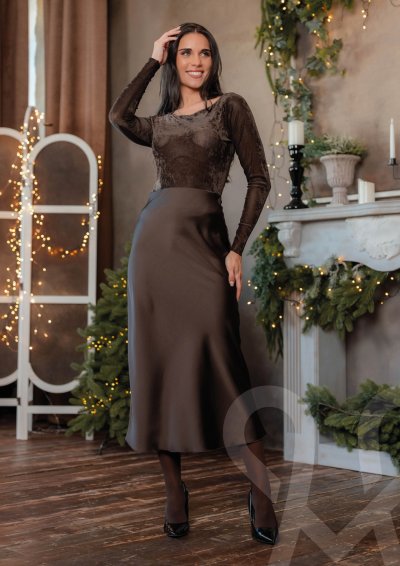 Magenta Árkád Barna színű szatén szoknya