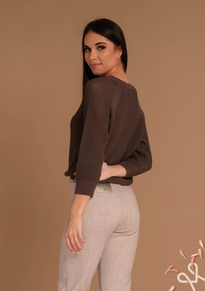 Csokibarna női bő fazonú pulóver – Magenta Árkád