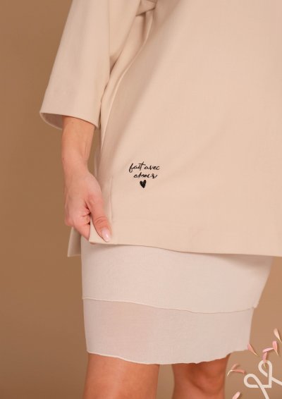 Tavaszi vajszínű tunika női 3/4 ujjal – Magenta Árkád