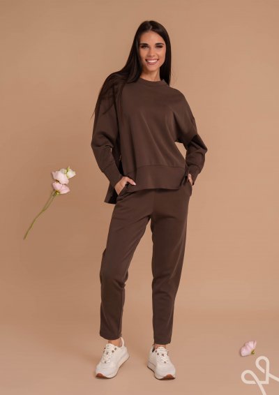 Csokibarna nadrág női gumis derékkal – Magenta Árkád