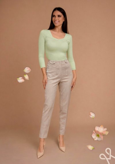 Bézs színű puntó nadrág női szűk – Magenta Árkád