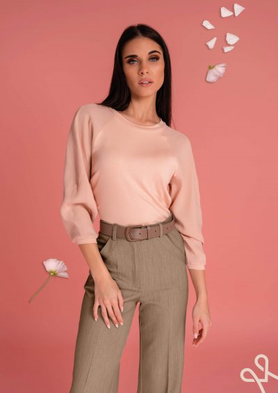 Púder rózsaszín női felső kerek nyakkal – Magenta Árkád