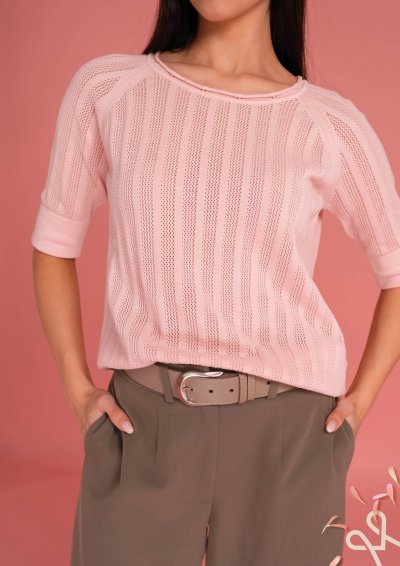 Púder rózsaszín női 3/4 ujjú pulóver – Magenta Árkád