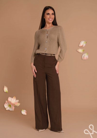 Bézs női szűk kötött kardigán gombos záródással – Magenta Árkád