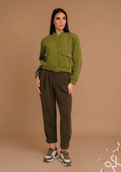 Zöld női rövid szövet bomber kabát – Magenta Árkád