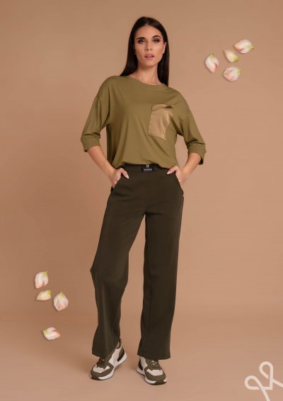 Sötétzöld női elasztikus nadrág gumis derékkal – Magenta Árkád