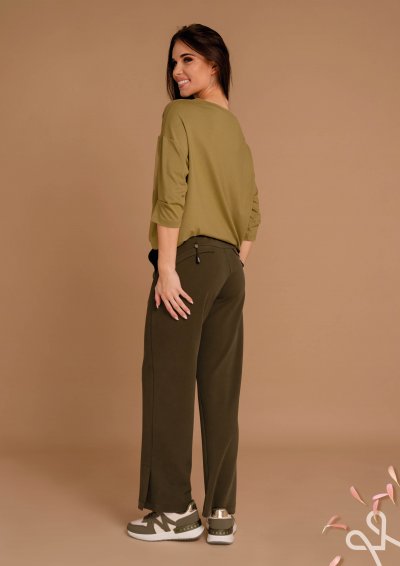 Sötétzöld női elasztikus nadrág gumis derékkal – Magenta Árkád