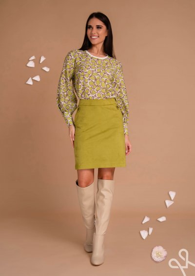 Zöld velúr női szoknya térd fölé érő – Magenta Árkád