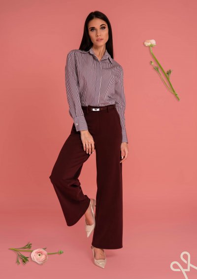 Bordó női bő szárú elasztikus nadrág – Magenta Árkád