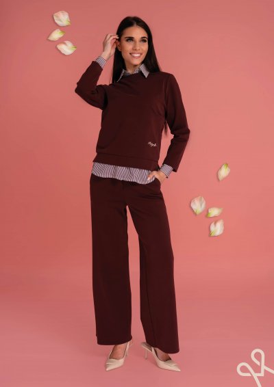 Bordó női bővebb pulóver hímzéssel – Magenta Árkád