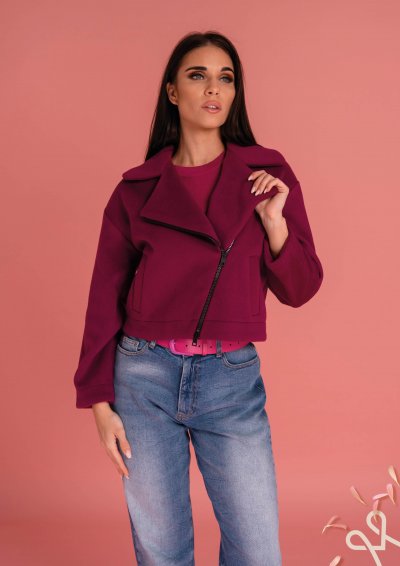 Fuxia női rövid kiskabát cipzárral – Magenta Árkád
