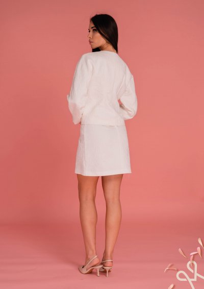 Vaj női jacquard mintás térd fölé érő szoknya – Magenta Árkád