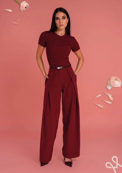 Bordó női hajtásos nadrág – Magenta Árkád