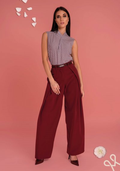 Bordó női hajtásos nadrág – Magenta Árkád