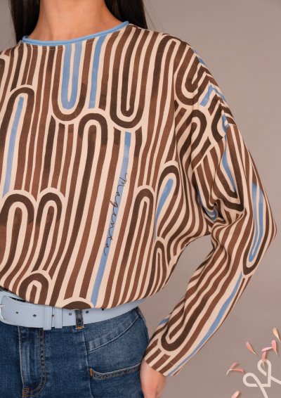 Mintás bővebb női felső hosszú ujjal – Magenta Árkád