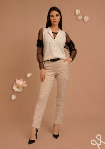 Vaj színű női kötött mellény gombos – Magenta Árkád