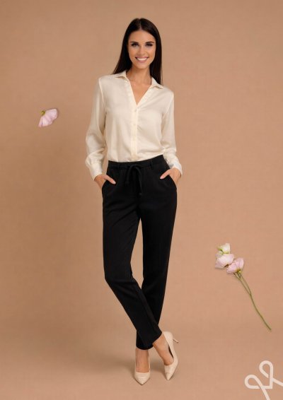 Fekete pamut vászon női nadrág – Magenta Árkád