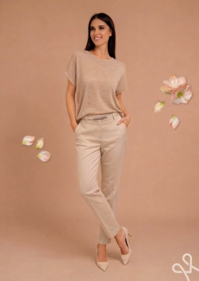 Vaj női laza kötött pulóver rövid ujjal – Magenta Árkád