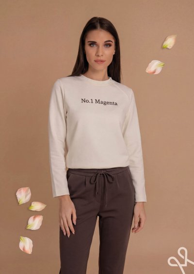 Filmnyomással díszített pulóver - Magenta Árkád