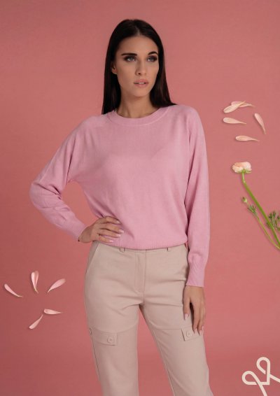 Rózsaszín kötött pulóver -Magenta Árkád 