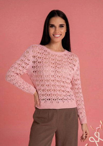 Rózsaszínű női laza pulóver hosszú ujjal – Magenta Árkád