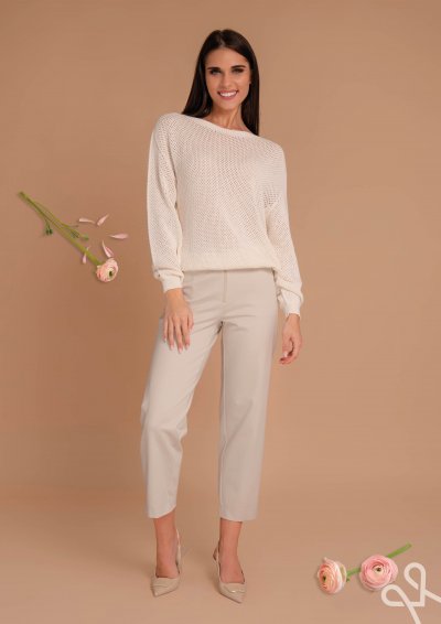 Vajszínű bő fazonú viszkóz kötésű pulóver - Magenta Árkád