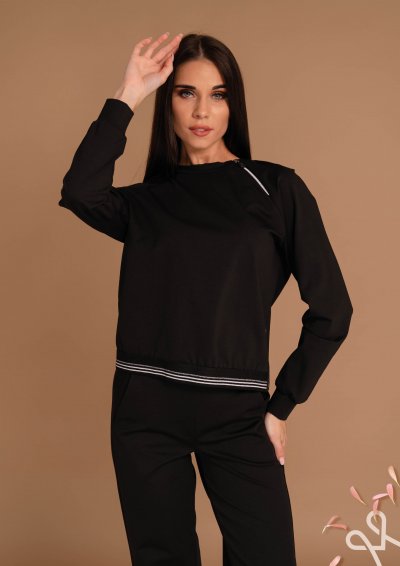 Fekete sportos elasztikus felső cipzárral - Magenta Árkád 