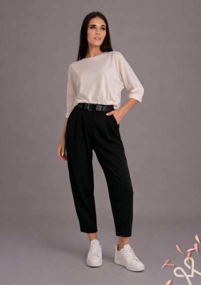 Fekete női elasztikus nadrág gumis derékkal – Magenta Árkád