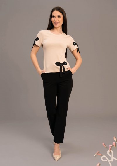 Lazább viszkóz póló masni díszítéssel – Magenta Árkád