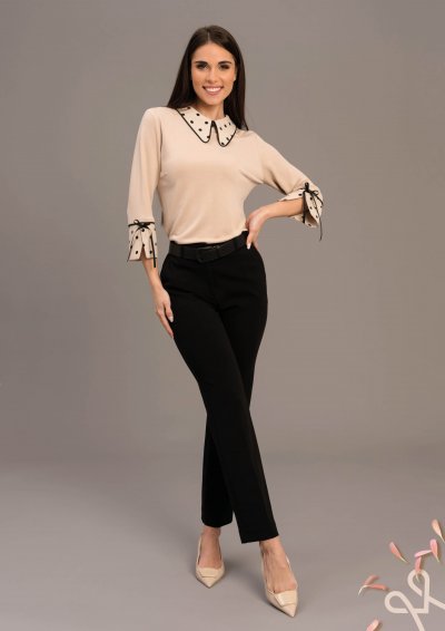 Szűkített viszkóz felső pöttyös gallérral – Magenta Árkád