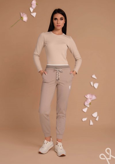 Bézs puntó nadrág gumis derékkal – Magenta Árkád