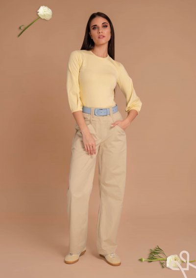 Sárga viszkóz női felső 3/4 ujjal – Magenta Árkád