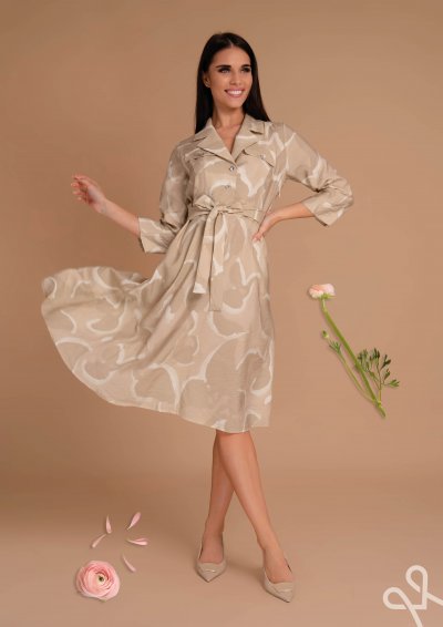 Mintás átlapolt női ruha megkötővel – Magenta Árkád