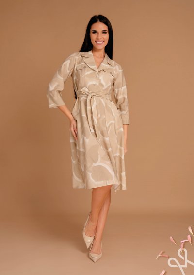 Mintás átlapolt női ruha megkötővel – Magenta Árkád