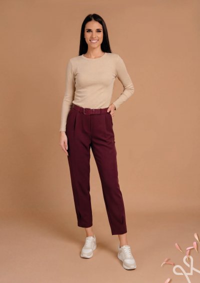 Bordó női elasztikus nadrág gumis derékkal – Magenta Árkád