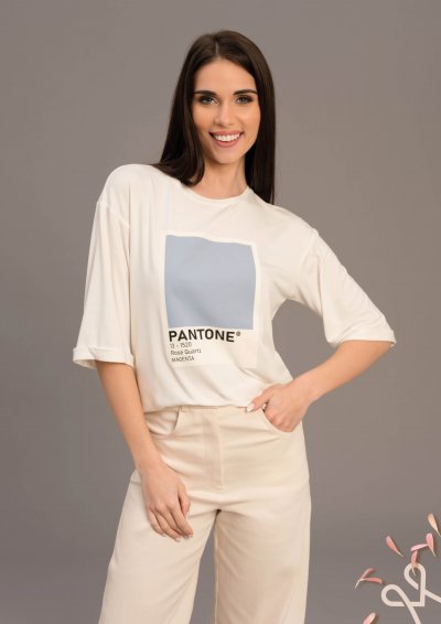 Lazább viszkóz női felső filmnyomással – Magenta Árkád